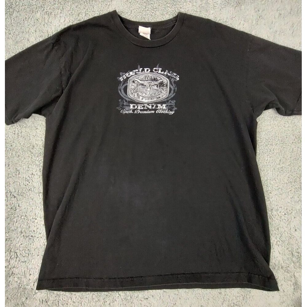 Cinch Shirt Men's 2XL Black World Class Denim Graphic Short Sleeve Western *Read